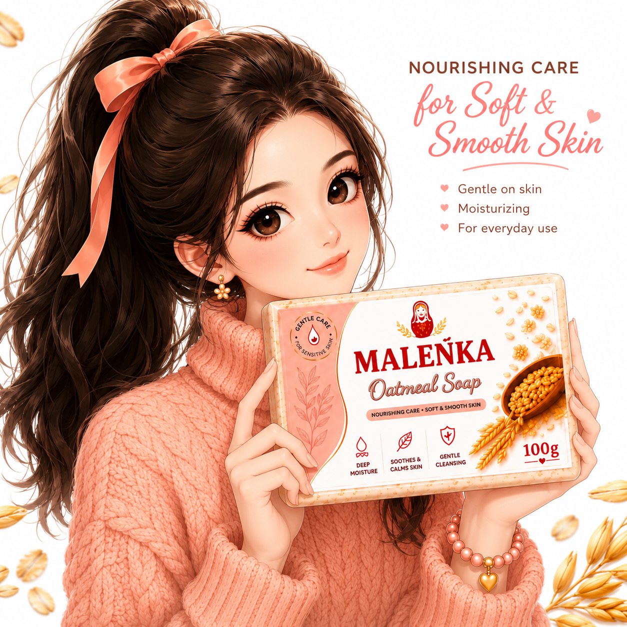 Malenka Organic Oatmeal Soap | Gentle Face & Body Bar (100g)